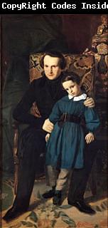 Auguste de Chatillon Victor Hugo with his son Francois Victor